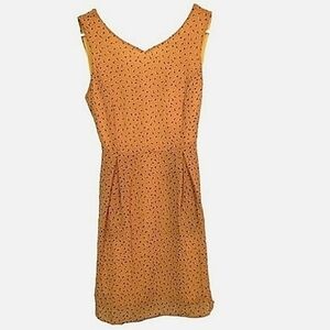 SM Wardrobe Sleeveless Mustard Yellow & Hearts Mini Dress Back Zip and Pockets S